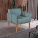 Ver imagem 1 de Poltrona de Madeira Eucalipto, Com Braço em Cinto de Couro e Estofada Duali