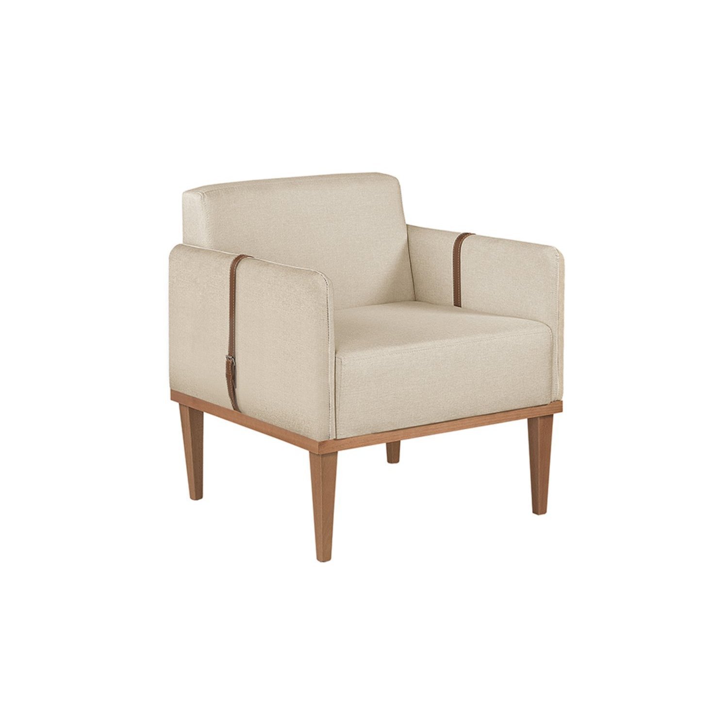 Poltrona em Linho 80cm com Detalhe de Cinto nos Braços Duali - 2