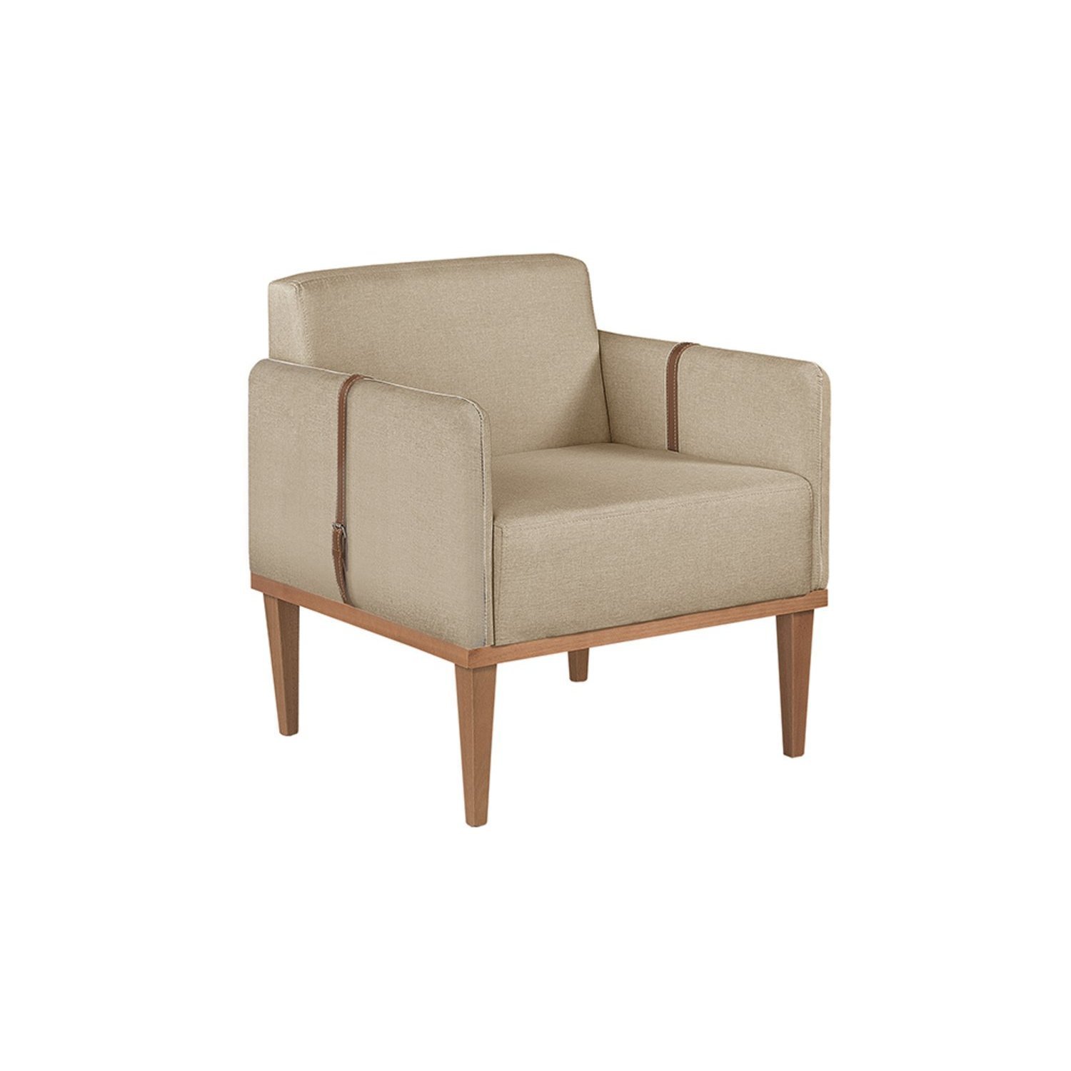 Poltrona em Linho 80cm com Detalhe de Cinto nos Braços Duali - 2