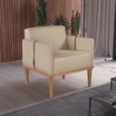 Ver imagem 1 de Poltrona de Madeira Eucalipto, Com Braço em Cinto de Couro e Estofada Duali