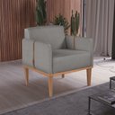 Ver imagem 1 de Poltrona de Madeira Eucalipto, Com Braço em Cinto de Couro e Estofada Duali