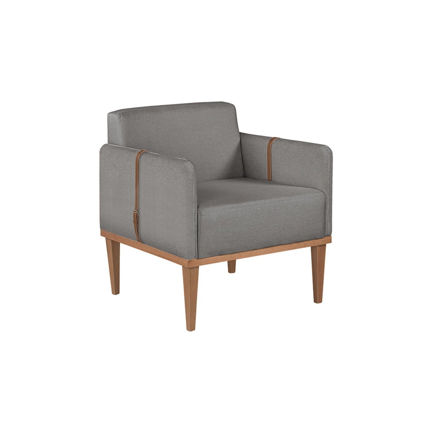 Poltrona em Linho 80cm com Detalhe de Cinto nos Braços Duali - 2