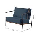 Ver imagem 3 de Poltrona em Estrutura de Metal, Estofada e Almofada Inclusa Ferco Azul Res_Atr_Linho_Azul