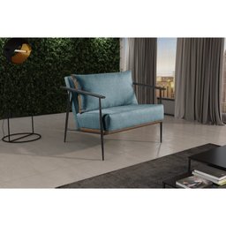 Poltrona em Linho 70cm com Estrutura de Metal Ferco - 1