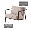 Ver imagem 5 de Poltrona em Estrutura de Metal, Estofada e Almofada Inclusa Ferco