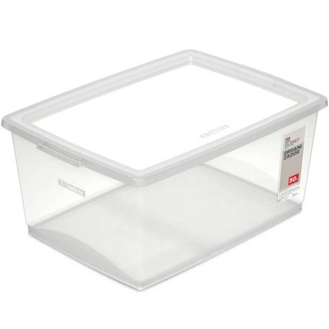 Organizador Plástico com Tampa Click 30l Caixa Organizadora para Casa Escritório Lavanderia
