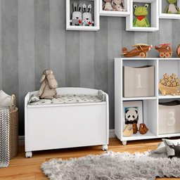 Baú Infantil com Rodízios Aquarela Branco Hp - Henn - 3