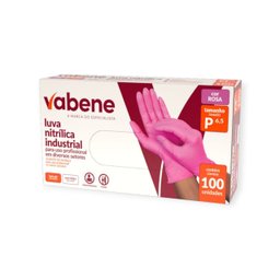 Luva Nitrilica Protecao Industrial Rosa P 100un - Vabene - 3