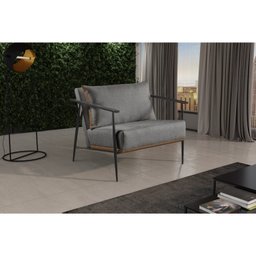 Poltrona em Linho 70cm com Estrutura de Metal Ferco - 1
