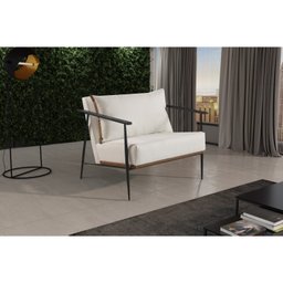 Poltrona em Linho 70cm com Estrutura de Metal Ferco - 1