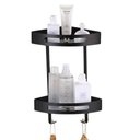 Ver imagem 2 de Suporte Canto 2 Prateleiras Banheiro Parede Organizador Aluminio Preto