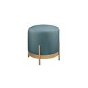 Ver imagem 2 de Puff Redondo com Base de Ferro Dourada e Estofado Ágar Azul Res_Atr_Linho_Azul_Dourado
