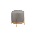 Ver imagem 2 de Puff Redondo com Base de Ferro Dourada e Estofado Ágar Cinza Res_Atr_Linho_Cinza_Dourado