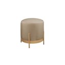 Ver imagem 2 de Puff Redondo com Base de Ferro Dourada e Estofado Ágar Bege Res_Atr_Linho_Bege_Dourado