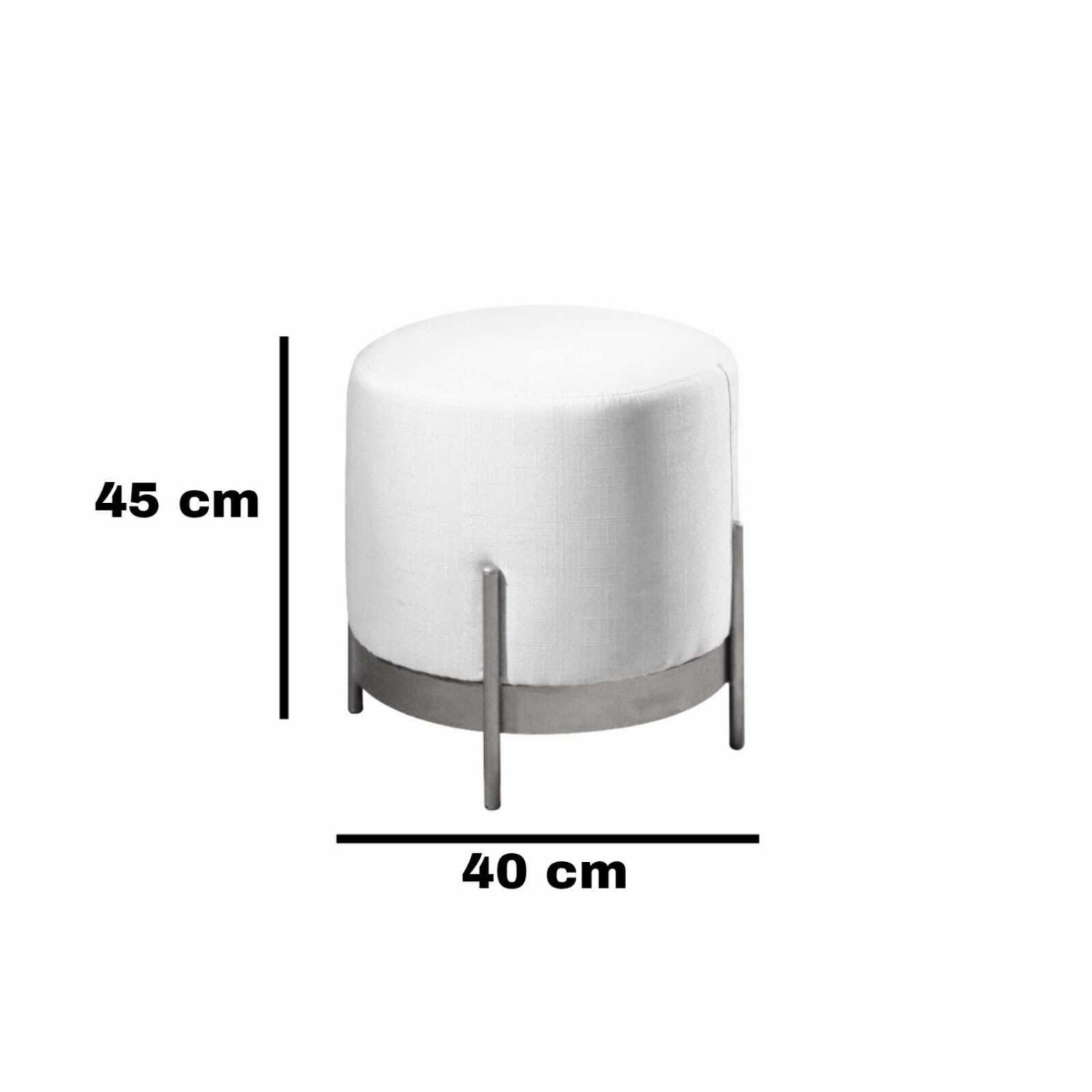 Puff Redondo em Linho 45cm com Base Ágar - 3