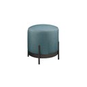 Ver imagem 2 de Puff Redondo com Base de Ferro e Estofado Ágar Azul Res_Atr_Linho_Azul_Preto