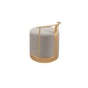 Ver imagem 3 de Puff Redondo com Base em Ferro Dourada e Estofado ÁQuila Cinza Res_Atr_Linho_Cinza_Dourado