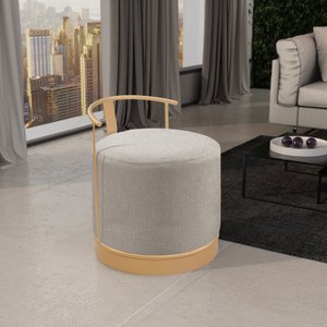 Puff Redondo em Linho 45cm com Base ÁQuila