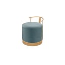 Ver imagem 4 de Puff Redondo com Base em Ferro Dourada e Estofado ÁQuila Azul Res_Atr_Linho_Azul_Dourado