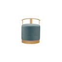 Ver imagem 2 de Puff Redondo com Base em Ferro Dourada e Estofado ÁQuila Azul Res_Atr_Linho_Azul_Dourado