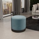 Ver imagem 1 de Puff Redondo com Base em Ferro e Estofado ÁQuila Azul Res_Atr_Linho_Azul_Preto