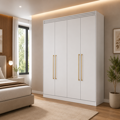 Guarda-Roupa Casal Zoe 4 Portas de Abrir 2 Gavetas 100 MDF Pm Home