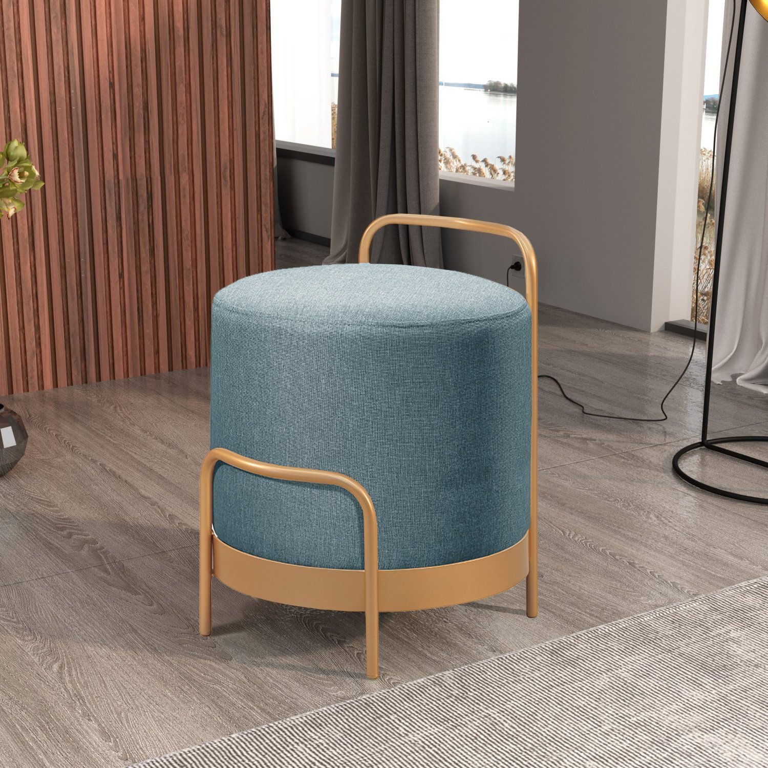 Puff Redondo em Linho 50cm com Base Bacci - 1