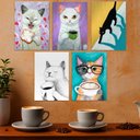 Ver imagem 4 de Kit 05 Placas Mdf Gatos e Café Decoração Divertida Dc12