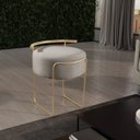 Ver imagem 1 de Puff Redondo com Base em Ferro Dourada e Estofado Ivar