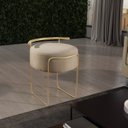 Ver imagem 1 de Puff Redondo com Base em Ferro Dourada e Estofado Ivar