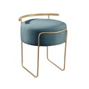 Ver imagem 2 de Puff Redondo com Base em Ferro Dourada e Estofado Ivar