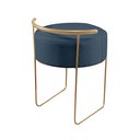 Ver mais imagens de Puff Redondo com Base em Ferro Dourada e Estofado Ivar Azul Res_Atr_Linho_Azul_Dourado