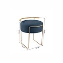 Ver imagem 3 de Puff Redondo com Base em Ferro Dourada e Estofado Ivar Azul Res_Atr_Linho_Azul_Dourado