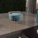 Ver imagem 1 de Puff Redondo com Base em Ferro Dourada e Estofado Ivar