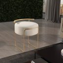 Ver imagem 2 de Puff Redondo com Base em Ferro Dourada e Estofado Ivar