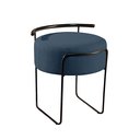 Ver imagem 2 de Puff Redondo com Base em Ferro e Estofado Ivar Azul Res_Atr_Linho_Azul_Preto