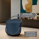 Ver imagem 5 de Puff Redondo com Base Ferro, Estofado e Detalhe em Arco Lunar Azul Res_Atr_Linho_Azul_Preto