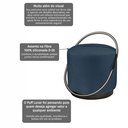 Ver imagem 6 de Puff Redondo com Base Ferro, Estofado e Detalhe em Arco Lunar Azul Res_Atr_Linho_Azul_Preto