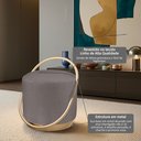 Ver imagem 5 de Puff Redondo com Base Ferro Dourada, Estofado e Detalhe em Arco Lunar Cinza Res_Atr_Linho_Cinza_Dourado