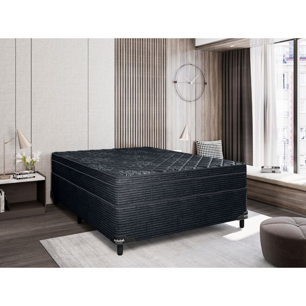 Conj Box Portobel Arezzo Black Light 138x188x70 | MadeiraMadeira