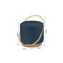 Ver imagem 3 de Puff Redondo com Base Ferro Dourada, Estofado e Detalhe em Arco Lunar Azul Res_Atr_Linho_Azul_Dourado
