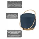 Ver imagem 6 de Puff Redondo com Base Ferro Dourada, Estofado e Detalhe em Arco Lunar Azul Res_Atr_Linho_Azul_Dourado