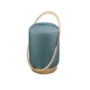 Ver imagem 2 de Puff Redondo com Base em Ferro Dourada, Estofado e Detalhe em Arco Lunar