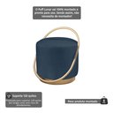 Ver imagem 4 de Puff Redondo com Base Ferro Dourada, Estofado e Detalhe em Arco Lunar Azul Res_Atr_Linho_Azul_Dourado