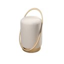 Ver imagem 3 de Puff Redondo com Base em Ferro Dourada, Estofado e Detalhe em Arco Lunar