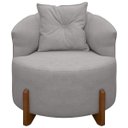 Ver imagem 2 de Poltrona Decorativa para Sala Thor Orgânica Tecido Bouclé Pés em Madeira Maciça:cinza Claro