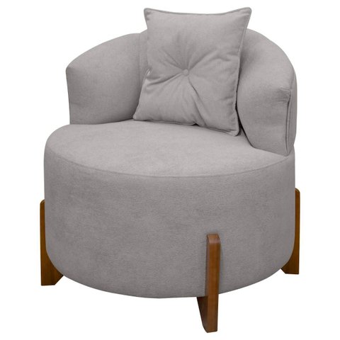 Poltrona Decorativa para Sala Thor Orgânica Tecido Bouclé Pés em Madeira Maciça:cinza Claro