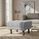 Ver imagem 1 de Puff Duque Bouclé Premium de Luxo Capitone Elegante para Sala Quarto Decoração Pés Luiz Xv Castanho