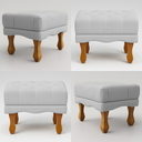 Ver imagem 4 de Puff Duque Bouclé Premium de Luxo Capitone Elegante para Sala Quarto Decoração Pés Luiz Xv Castanho
