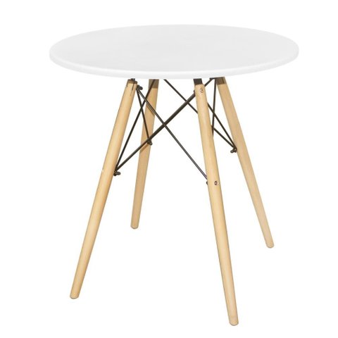 Mesa de Jantar Redonda Eames Eiffel - Wood - Tampo de Mdf - 70cm - Branco